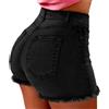 EGSDMNVSQ Jeans Corti Donna Pantaloncini di Denim Y2K Pantaloni Sportivi a Vita Alta Estivi Hot Pants Elasticizzati alla Moda Pantaloncini con Orlo Grezzo Strappati Party Clubwear