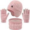 Cheerful Mario Inverno Set di Cappello Scaldacollo e Guanti per Bambina Bambino Rosa