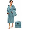 RETIEF Set Accappatoio Microfibra con Cappuccio + Telo + Borsetta Unisex Uomo Donna(Verde Acqua, S/M)