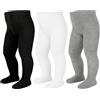 LAETBBE 3 paia di collant per bambini in cotone per bambini da 0 a 24 mesi., #3 Nero, Bianco, Grigio Fiore, 9-18 Monate