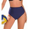 Ekouaer Slip Costume Donna Vita Alta Bikini Arricciati Costumi da Bagno Donna Controllo Pancia Pantaloncino S-XXL Blu Navy S