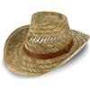 fiebig Cappello di Paglia Australiano per Donna e Uomo | Cappello da Cowboy in Paglia | Cappello Occidentale con Fascia in Finta Pelle | Cappello da Sole per la Primavera e L'Estate (60-XL)