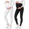 Be Mammy Leggings Premaman Lunghi BE20-230 (Nero/Bianco, L)
