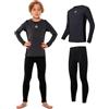 AMZSPORT Biancheria Intima Termica per Bambini, Set Intimo a Manica Lunga per Ragazzi, Comfort e Traspirabilità per Lo Sci, Il Calcio e Gli Sport Invernali, Grigio XL