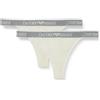 Emporio Armani Logoband - Perizoma da Donna, Confezione da 2, Colore Bianco, XL, Bianco, XL