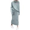 Generic Due Pezzi in Maglia - Abiti Invernali da Donna Lavorati a Maglia, Top Casual con Collo Alto e Gonna a Matita in Maglia, Abbigliamento Termico da Strada per l'Inverno, Set Elegante a Vestito aderente a