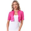 Allegra K Donna Bolero Coprispalle in Pizzo per Cardigan Corto da Donna con Pannello in Raso Aperto