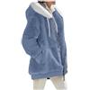 Qichenx Cappotto Donna Caldo Giacca Invernale Cerniera Cappotto con Cappuccio Spesso Parka Casuale Sciolto Cappotti Giubbotto felpato con cappuccio tinta unita (Blu, 3XL)