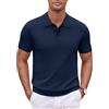 COOFANDY Polo da uomo in maglia a maniche corte, casual, con bottoni, tinta unita, polo da golf, Blu mare, XL