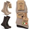 MOUNTREX Calzini in lana di alpaca con fodera interna in peluche, calzini invernali caldi e morbidi, calzini termici - 2 paia, beige/marrone, 35-38