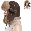 YJSM Cappello Aviatore da Uomo in Vera Pelliccia di Coniglio, Antivento, Ushanka Russo, Cappello da Trapper，Cappello di Coniglio Vero (caffè Marrone)