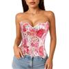 LEACOOLKEY Corpetto Corsetto in Pizzo Floreale Trasparente con Lacci per Donna Top Halloween