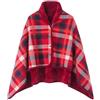 Générique Poncho in pile da donna, plaid scialle mantello caldo invernale con bottoni coperta a quadretti, coperta da divano, 100 x 140 cm, e, Taglia unica