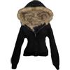 ORANDESIGNE Y2K Felpa con Cappuccio in Pelliccia Sintetica Donna Cerniera Cappotto Lungo Slim Fit con Collo di Pelliccia Harajuku Vintage Giacca J Nero S