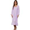 Nanxson Camicia da Notte Donna Manica Lunghe Cotone Camicie da Notte Sexy Pizzo Vintage Pigiami Vestaglia (S,Viola)