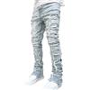 Generic Jeans strappati da uomo | Jeans slim fit a gamba dritta lavati in denim distrutti e danneggiati | Jeans da uomo con toppe strappate impilate | Jeans in denim di moda per streetwear | Pantaloni hip hop
