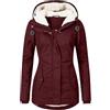 Generic Piumino da Donna di Media Lunghezza con Cappuccio Foderato in Pile per Calore e Comfort Giacca Invernale Militare