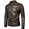 HAOLEI Giacca in Pelle Da Uomo Blazer Vintage in Pelle PU Giacca Cappotto in Ecopelle Giubbotto Da Motociclista Slim Retr Casual Giubbotto Da Pilota in Finta per Andare in Moto Feste in Maschera Gite Viaggi