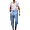 Generic Salopette da uomo con bretelle e pettorina, estiva, casual, vintage, con cinghia regolabile, da lavoro, con tasche, lunga, Blu, M