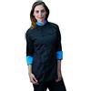 tessile astorino Ricamo 0 - Giacca Cuoco da Cucina - Casacca Chef Donna - Nera e Ciano - Made in Italy