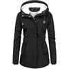 Generisch Giacca invernale da donna con calda imbottitura, cappotto invernale di media lunghezza, giacca da donna con cappuccio, parka invernale con bottoni, fodera interna in parka invernale, caldo cappotto