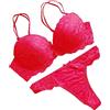 OBASDFD Lingerie Sexy da Donna in Pizzo con Ferretto Push Up Sollevamento Doppia Tracolla Reggiseno E Perizoma Slip Set da Due Pezzi(Red,X-Large)