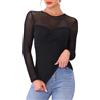 Allegra K Donna Top Sexy in Rete a Maniche Lunghe Trasparente | Trasparente per Feste e Locali Notturni