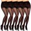 Lancry 5 paia di collant neri da donna 20 denari morbidi opachi resistenti alla corsa collant velati da donna confezione multipla, Nero , XL