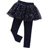 Yao Leggings senza piedi per bambine con tutù increspato con gonna a stella scintillante in cotone elasticizzato