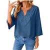 Generico Blusa in Mussola Blusa in Mussola Camicetta di Lino da Donna T Shirt da Donna Camicetta Manica Corta Scollo a V Fantasia Bianco E Camicia di Lino Camicia Top Moderni