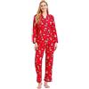 GLOBAL Pigiama Donna Flanella|Donna Pigiami Cotone Maniche Lunghe| Pigiami Due Pezzi da Donna| Camicie da Notte da Donna| Pjs Confortevole| Sleepwear Caldo Morbido Rosso,Cane XL