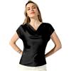 Allegra K Donna Blusa Elegante Casual in Raso Viscosa Scollo Drappeggiato