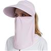 VanderHOME Cappello da Sole Donna Estivo con Coperchio Viso Staccabile Cappello Visiera Donna con Protezione per Il Collo UPF 50+ Cappello da Donna 2 in 1 a Tesa Larga Anti UV Traspirante Pieghevole