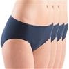 HERMKO 1031 Slip a Vita Media da Donna 100% Cotone, certificati Secondo Lo Standard Oeko-Tex 100, Mutande con Elastico, Franco Fabbrica - Confezione da 4 Pezzi, Farbe:Marino, Größe Damen:44/46 (M)