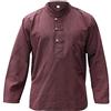 SHOPOHOLIC FASHION Camicie da Uomo Hippy con Colletto a Fascetta in Tessuto di Canapa Tinta Unita, Brown, 2XL