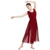 FYMNSI Donne adulte Costume da ballo lirico Moderno Contemporaneo Abbigliamento da ballo con scollo a V Backless Split Mesh Tulle Gonna Lunga Fluido Overlay Dress Stage Performance Abbigliamento