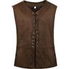 YOSUWOAI Gilet da uomo medievale rinascimentale da pirata, costume gotico, con lacci, per cosplay con lacci, per carnevale, con frange, slim fit, gilet da uomo anni '60 anni '70, O marrone, L
