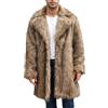 Generisch Cappotto di pelliccia sintetica lungo da uomo con collo a risvolto in peluche cardigan caldo pelliccia sintetica giacca invernale sciolto risvolto giacca pelliccia finta giacca uomo comodo