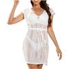 LKRSEEF Pareo Donna Mare Abbigliamento Estivo Corto Copricostume Cotone Vestiti Vestitino Caftano Caftani Estivi Vestito Bianco Lino Trasparente Gonne Lunghe Estive Abiti Eleganti Copricostumi Abito