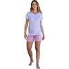 Leo Corsetteria Pigiama Corto donna classico cotone Mezza manica pantalone bermuda serafino
