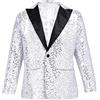 inhzoy Giacca Paillettes Bambino Abito da Cerimonia Sera Party Giacca Elegante Brillantini Blazer Cappotto Abito da Batessimo Festa Party Slim Fit Smoking Waistcoat Argento 15-16 Anni