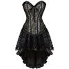 Josamogre Sexy Corsetto con Gonna Lungo Irregolare Bustino Stampa Pizzo Elegante Donna Burlesque Halloween Medieval