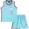 ISOVNUS Magliette Canotta e Pantaloncini da Basket Bambino 2 Pezzi - Completo Pallacanestro Ragazzo Senza Maniche per Bambini (7-8 Anni, Blu)