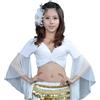 SamHeng Top corto da danza con maniche svasate da donna, top avvolgente classica scollo V maniche 3/4 in tulle, camicia lacci per danza del ventre tribale, camicetta con nappe for annodare per abbigliamento
