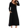 JCQIGOA Camicia da Notte Donna Maniche Lunghe Taglia Grande Abbigliamento da Notte con Tasche Laterali Caldo Pigiama Invernale Camice da Notte Cotone Sottoveste Donna Lunga Vestito da Notte Pigiama