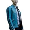 AKSAH FASHION Men's Dirk Gentlys Detective Agency Samuel Holistic Blue Leather Jacket