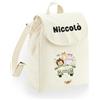 Caribu design Zainetto Bambino Bambina 100% Cotone Organico Personalizzato con Nome - Zaino Piccolo da Bimbo - Cartella Personalizzabile per Scuola Asilo Materna Sport Gite Viaggi 22x30x12 cm (Panna)