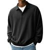 Generico Maglie Polo a Maniche Lunghe in Corde per Uomo, Classiche e Chiusura Frontale a Bottoni, Coste e Casual, Colletto Termico, Tops per Lavoro