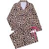 Duohropke Pigiama da donna, lungo, leopardato, lounge da casa, pigiama, sexy, biancheria da notte, abbigliamento invernale, 2 pezzi, biancheria da notte