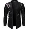 Darringls Shiny Gold Paillettes Blazer Giacca da uomo Cardigan da uomo Giacca invernale blazer night club leggero lucido discoteca festa DJ palcoscenico cantante danza spettacolo costume, Nero , M